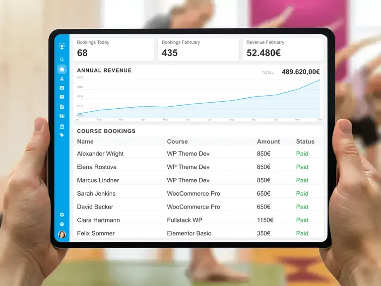 Automated e-invoicing and participant management workflow for WordPress course websites
