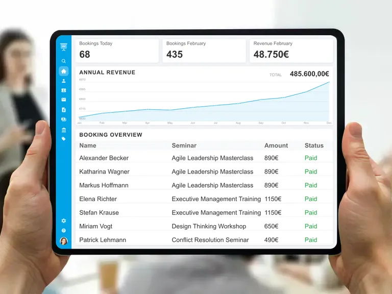 Automated creation of participant lists and e-invoices in the seminar management dashboard