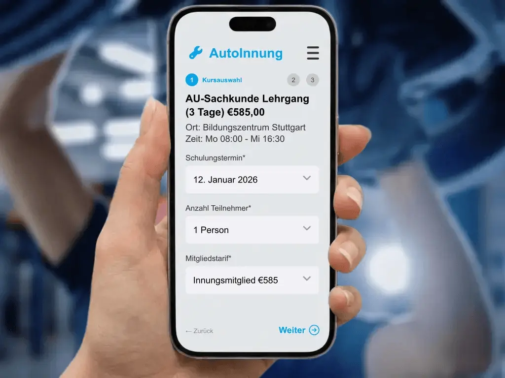 Digitale Seminarverwaltung für KFZ-Handwerkskammern und Innungen Meisterschule Kursorganisation