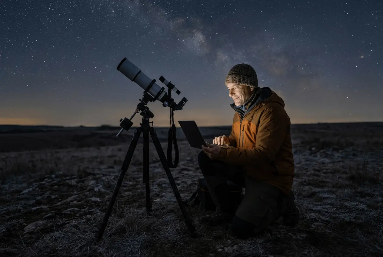 Astrofotografen Gruppe bei Nachtwanderung und Milchstraßen Fotografie Workshop