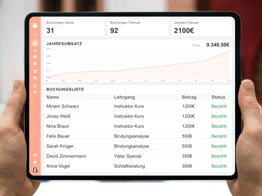 Abrechnung und Zahlungsverwaltung für Babymassagekurse und Eltern-Kind-Gruppen Finanzamt konform
