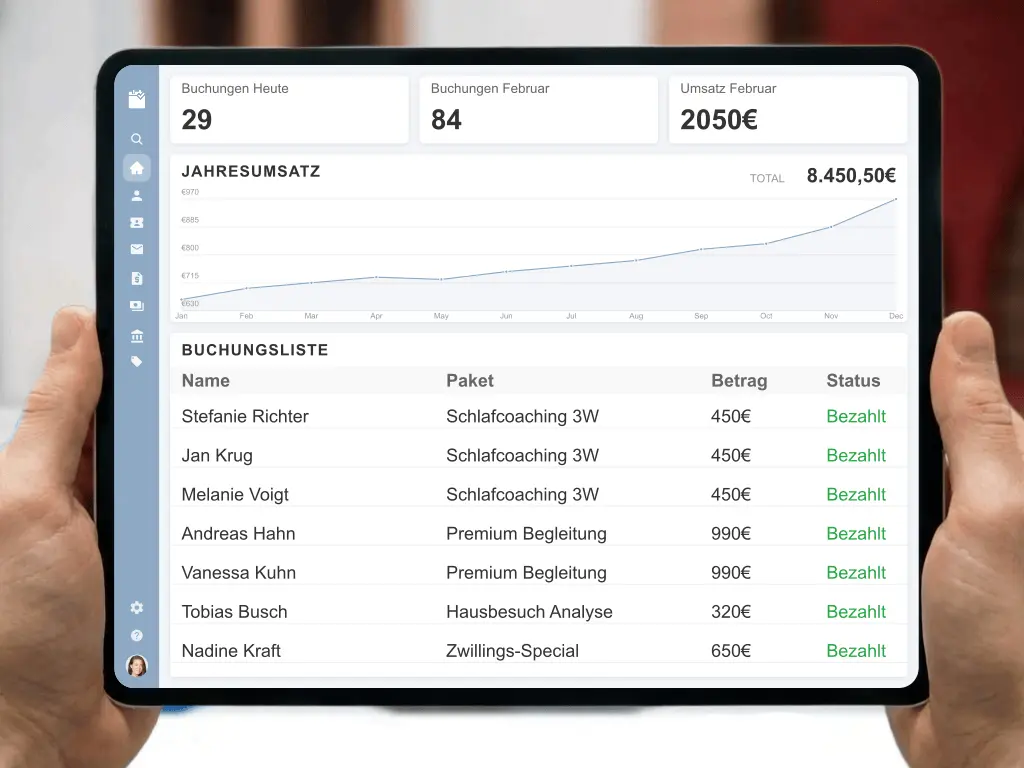 Automatisierte Rechnungsstellung für zertifizierte Schlafcoaches und digitale Zahlungsabwicklung für Eltern-Coachings
