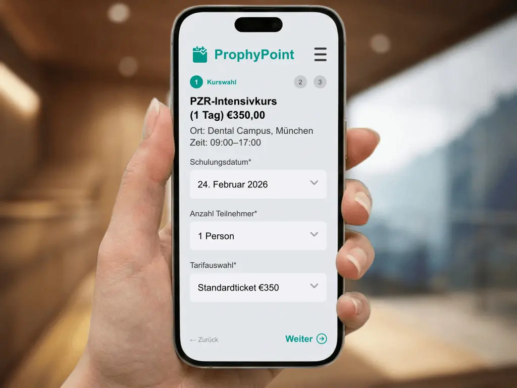 Digitaler Empfang Zahnarztpraxis online Terminvergabe professionelle Zahnreinigung PZR und Patientenmanagement