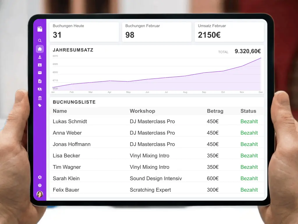 Hochwertiges DJ Equipment Setup mit Turntables und Mixer für professionellen Musikunterricht