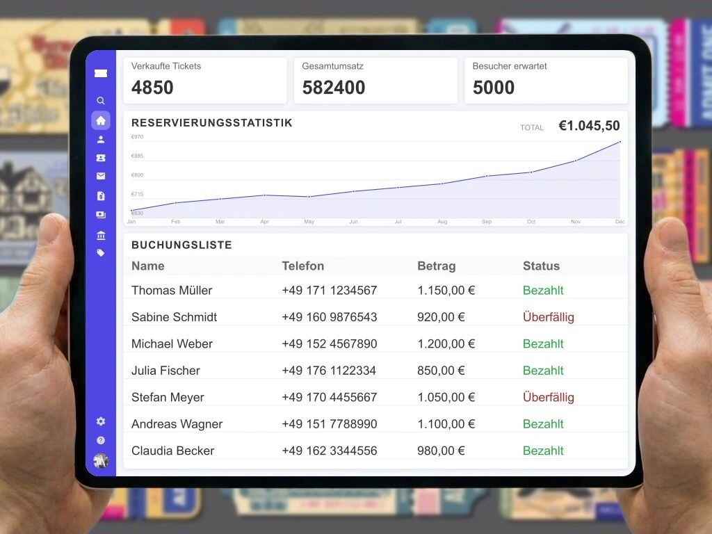 Online Ticketshop Warenkorb mit Upselling Optionen für Zusatzprodukte und VIP Upgrades während des Bezahlvorgangs