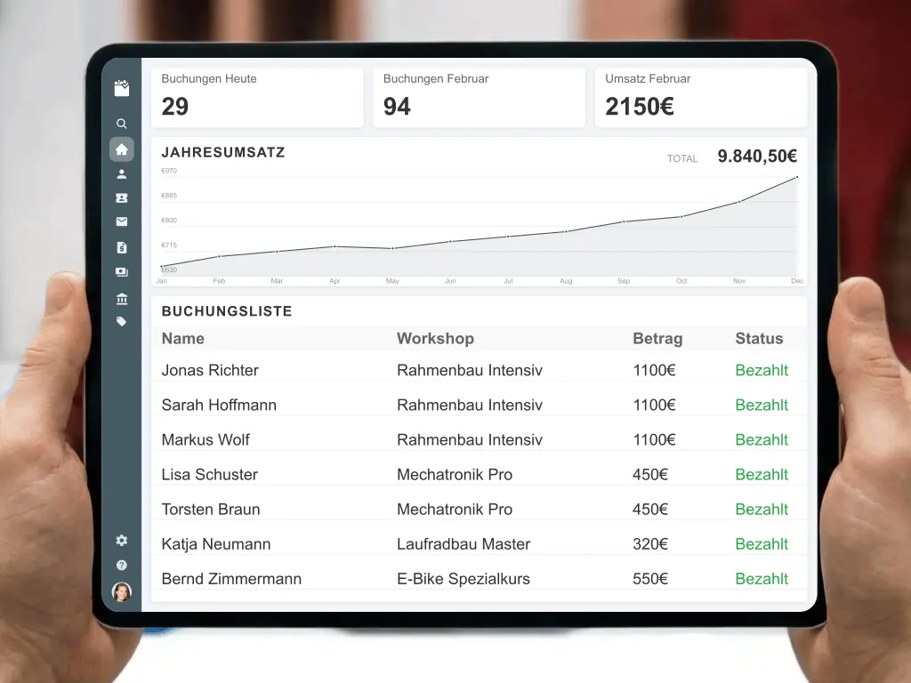 Praktischer Fahrrad-Reparaturkurs wo Teilnehmer unter Anleitung Bremsen entlüften und Laufräder zentrieren lernen