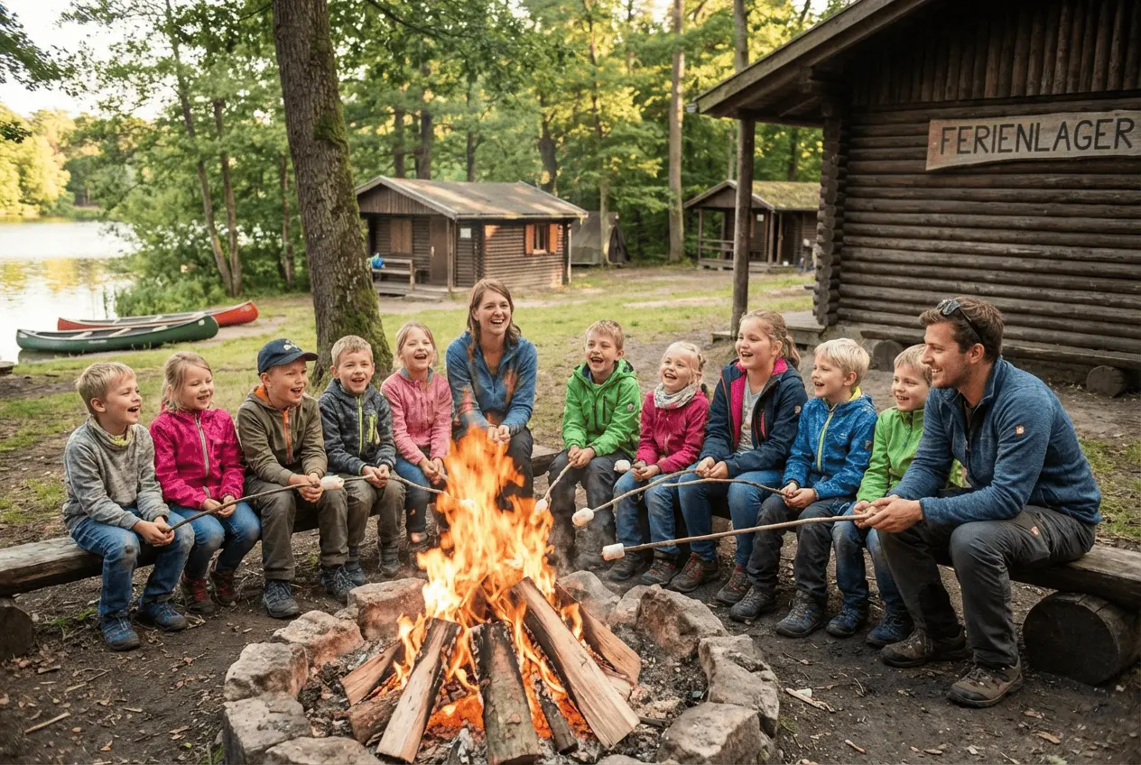 Kinder und Jugendliche im Sommercamp bei Outdoor Aktivitäten