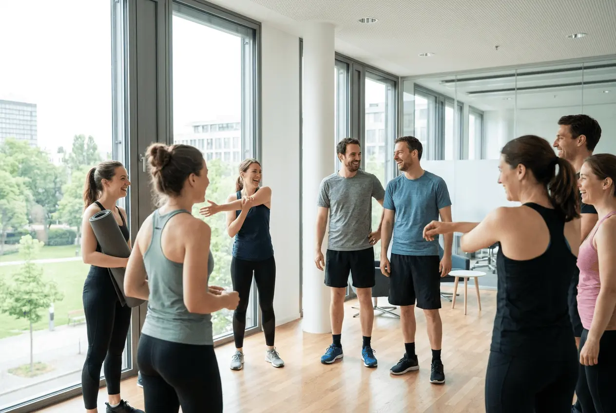 Betriebliches Gesundheitsmanagement BGM und Firmenfitness Angebote wie Yoga und Massagen am Arbeitsplatz