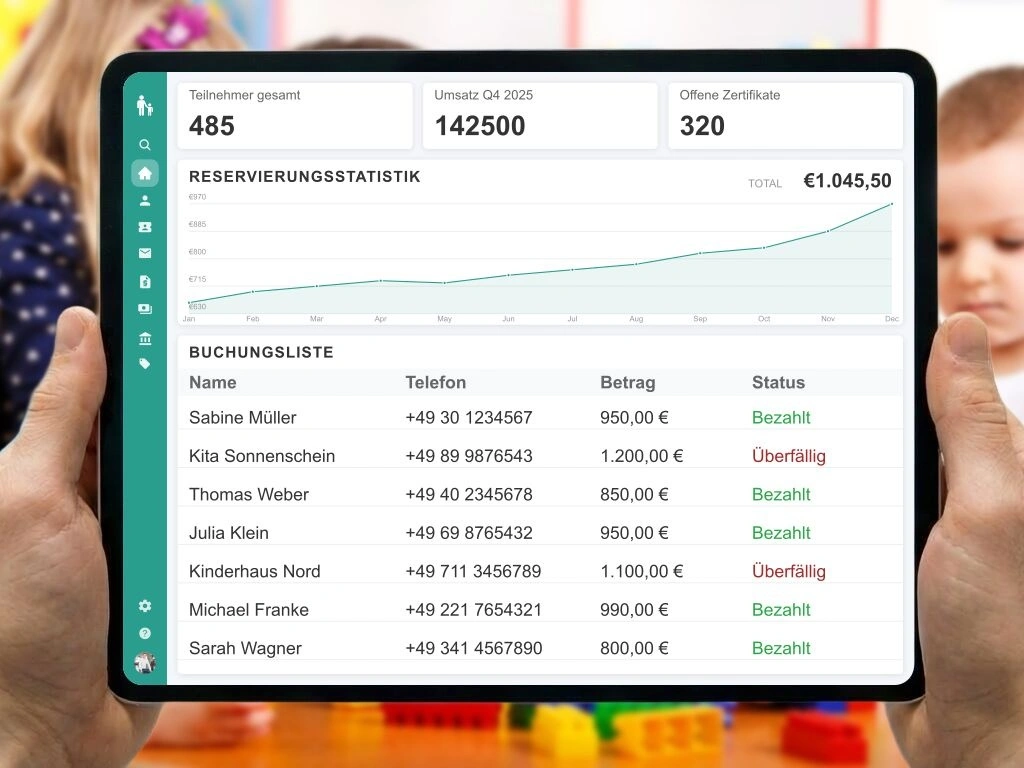 Digitale Seminarverwaltung mit Online-Anmeldung und automatisierter Zertifikats-Erstellung für Erzieher