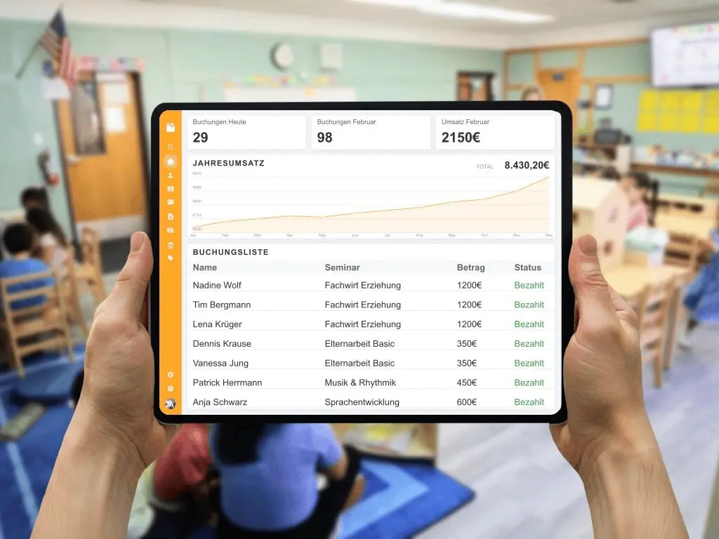 Digitale Seminarverwaltung mit Online-Anmeldung und automatisierter Zertifikats-Erstellung für Erzieher