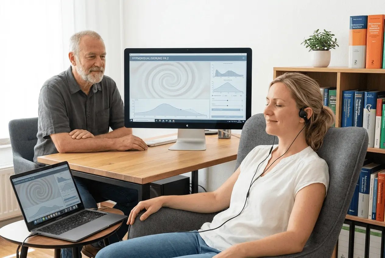 Professionelle Hypnose Sitzung in einer Praxis zur Entspannung und Therapie