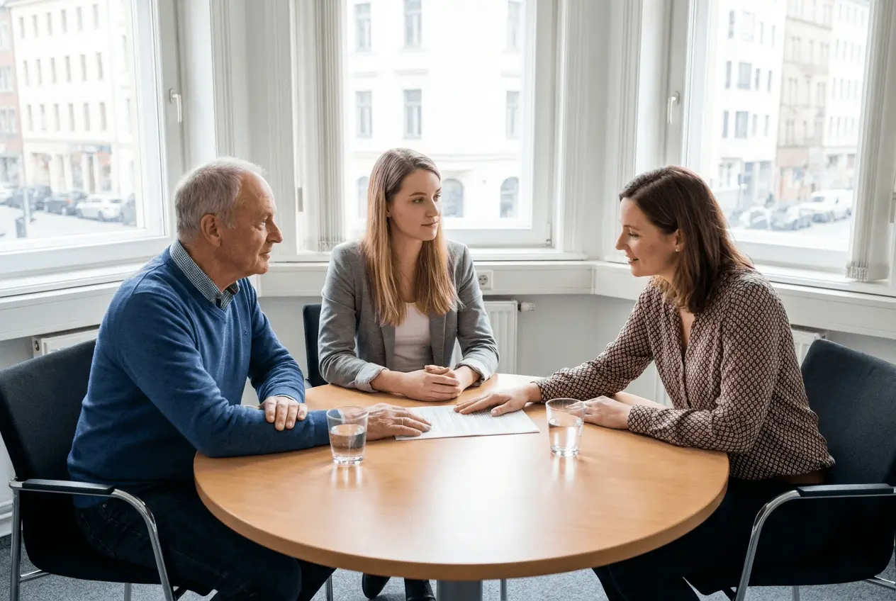 Professionelle Mediatoren im Gespräch zur Konfliktlösung in moderner Praxis
