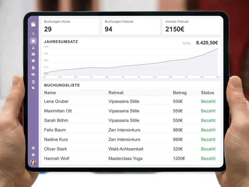 Sichere Online-Zahlungsabwicklung und automatisierte Rechnungsstellung für hochpreisige Meditations-Retreats und Seminare