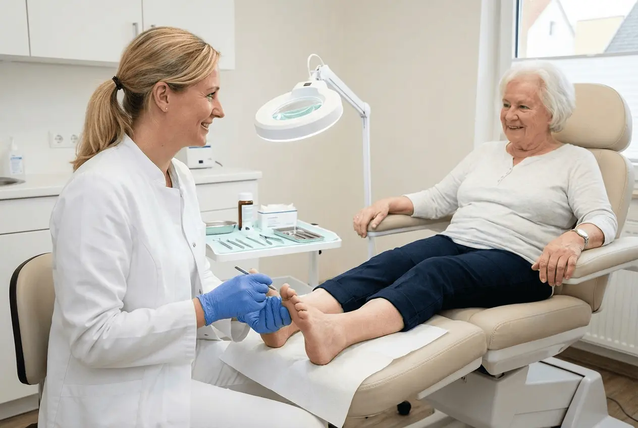 Moderne Podologie Praxis Ausstattung und Behandlungsliege für medizinische Fußpflege