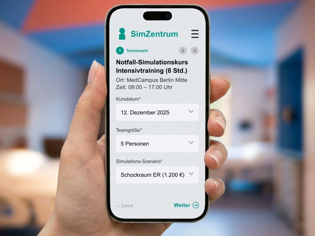 Verwaltung von medizinischen Simulationstrainings und Online-Buchung von Notfallkursen in Kliniken