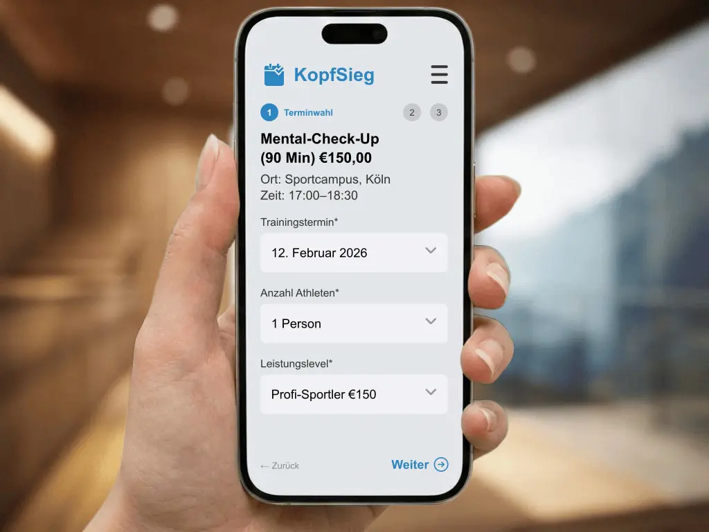 Online Terminbuchung für sportpsychologisches Einzelcoaching und Mental-Training mit Athleten