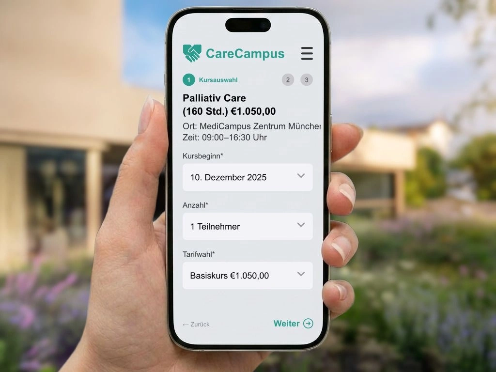 Online-Anmeldung und Organisation von Palliative Care Basiskursen und Fortbildungen für Pflegekräfte und Mediziner im Gesundheitswesen