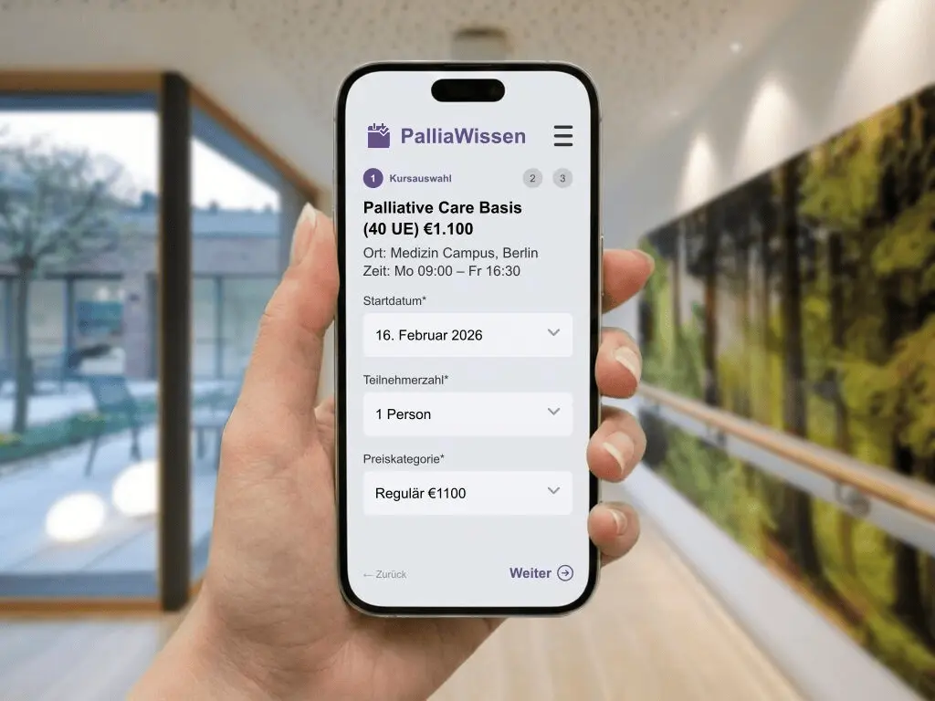 Online-Anmeldung und Organisation von Palliative Care Basiskursen und Fortbildungen für Pflegekräfte und Mediziner im Gesundheitswesen