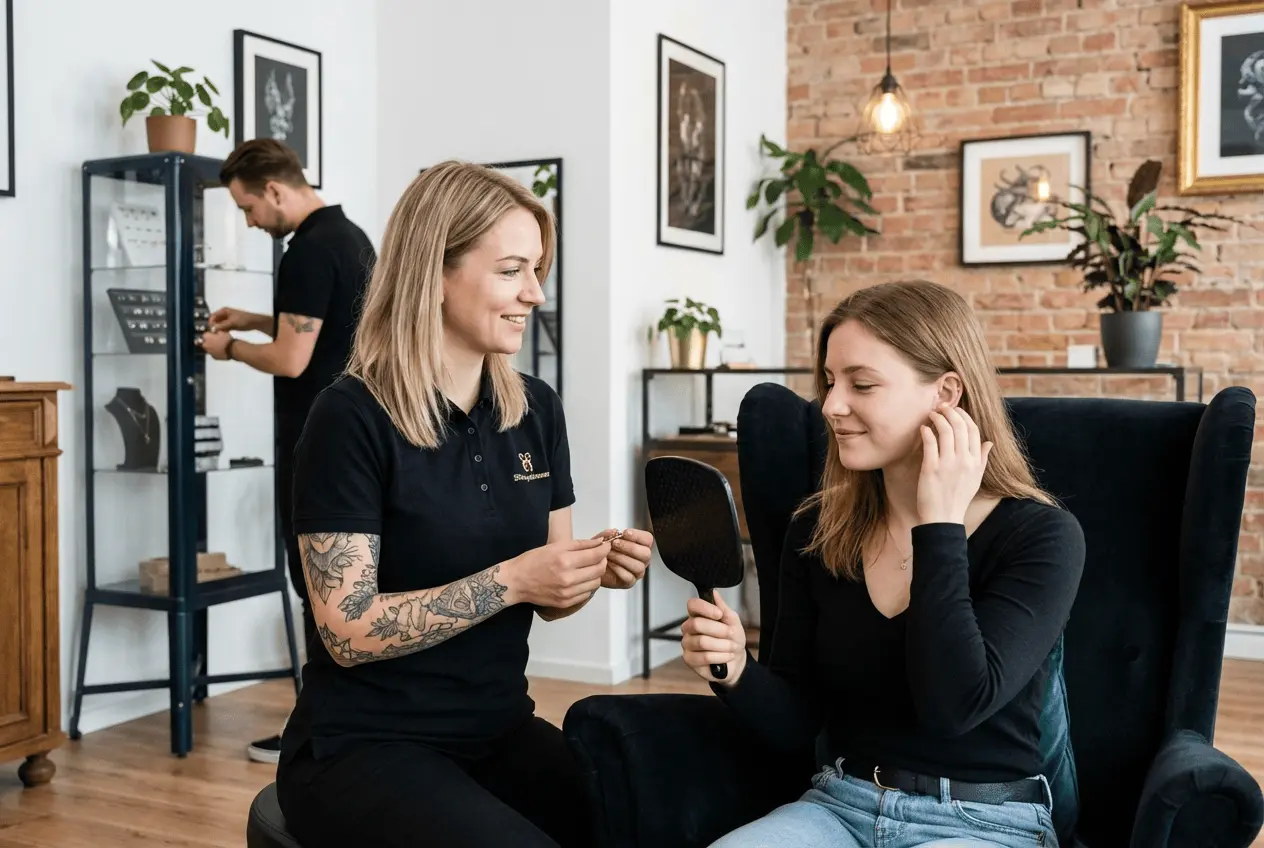 Professionelles Piercing Studio mit hygienischem Arbeitsbereichen für Body Modification und Schmuckwechsel