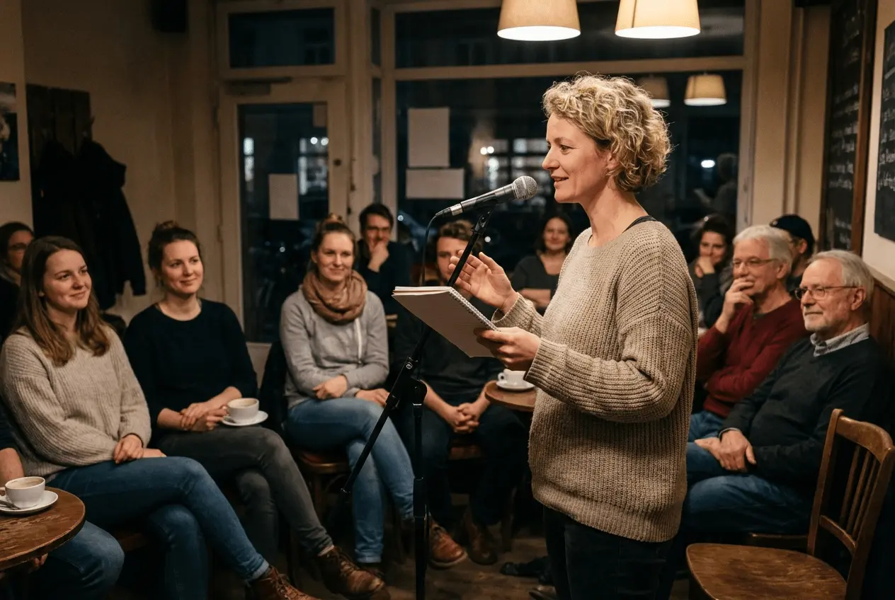 Begeistertes Publikum bei einem Poetry Slam Event auf der Bühne