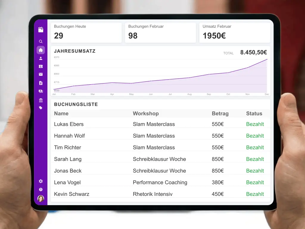 Erfolgreiche Online-Anmeldung und Ticketverkauf für Schreibwerkstätten und Kulturveranstaltungen