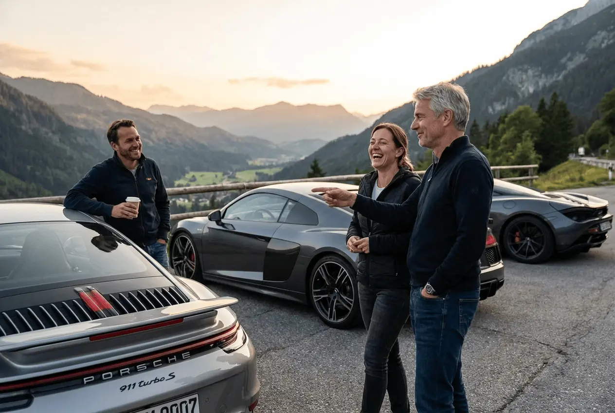 Sportwagen Tagestouren Alpenpässe fahren und Supercar Events organisieren