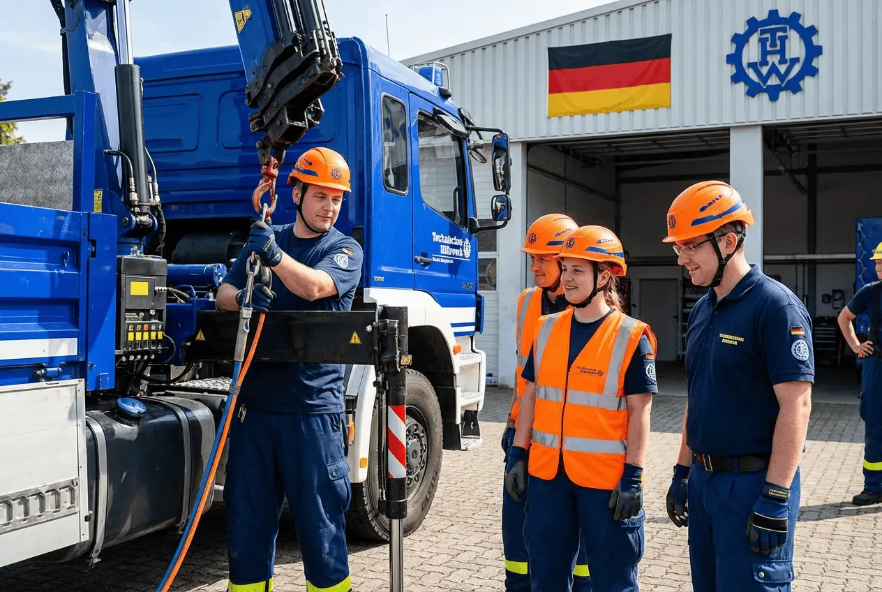 Ehrenamtliche Helfer des Technischen Hilfswerks bei der Ausbildung und Dienstgestaltung im Ortsverband