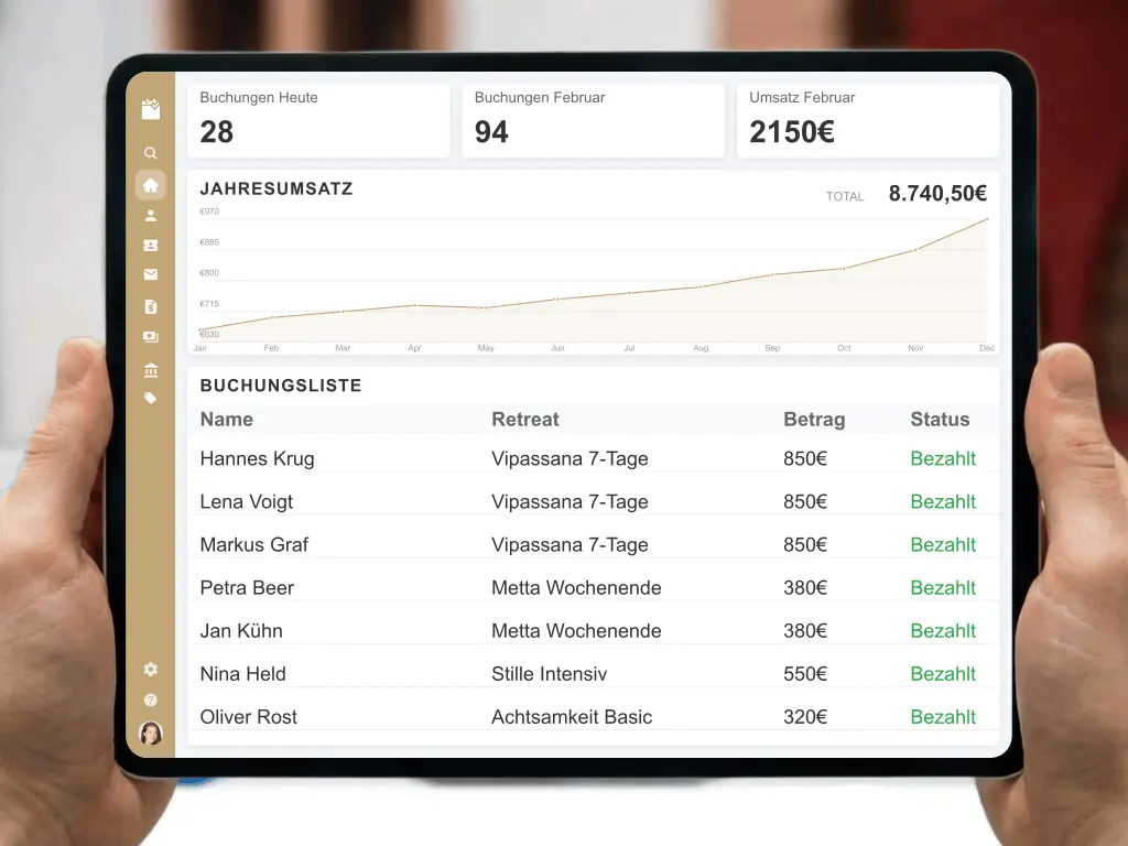 Verwaltung von Dana Spenden und E-Rechnungen für Meditationszentren und Retreats