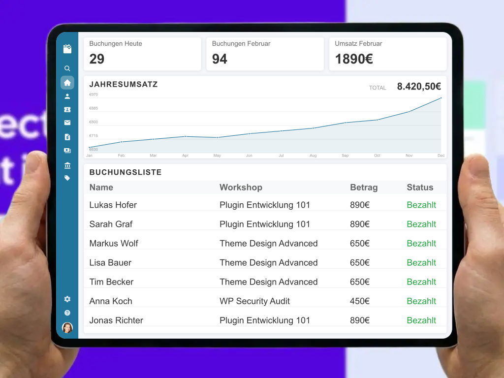 Flexible Online Terminbuchung und Seminarverwaltung für WordPress Webseiten inklusive E-Rechnung Integration