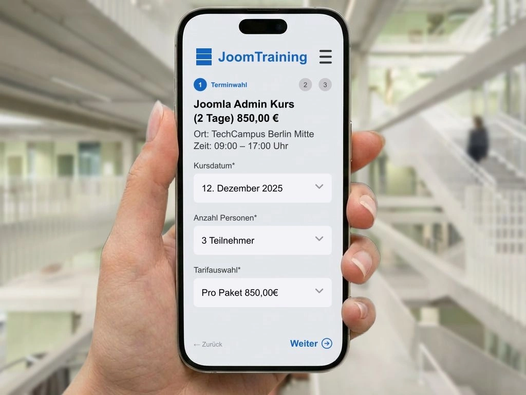 Nahtlose Integration eines sicheren Online-Buchungssystems in Joomla Webseiten als Alternative zu komplexen CMS Plugins