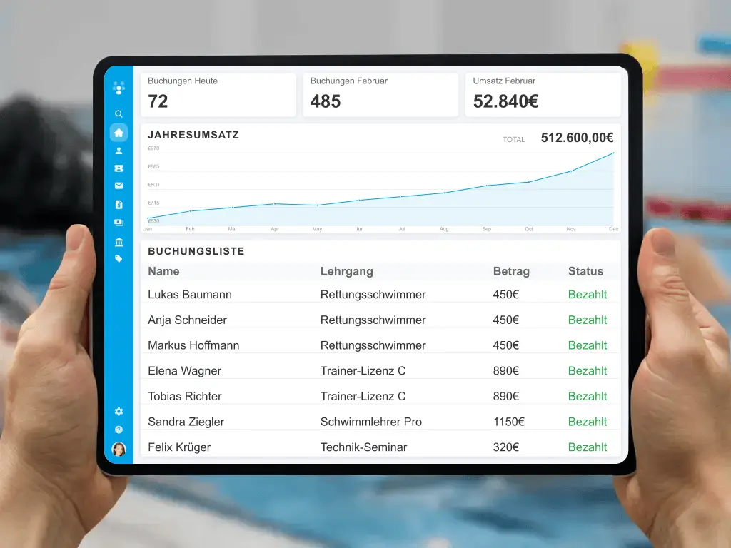 Verwaltung von Seminaren Workshops und Einzelterminen mit automatischer E-Rechnung und Zahlungsabgleich für Kursanbieter
