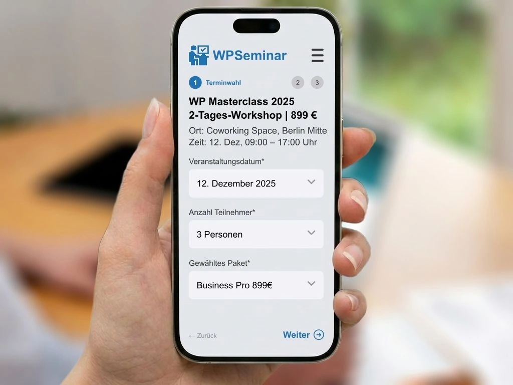 WordPress Seminarbuchungssystem Plugin Integration für nahtlose Kursbuchung auf Webseite