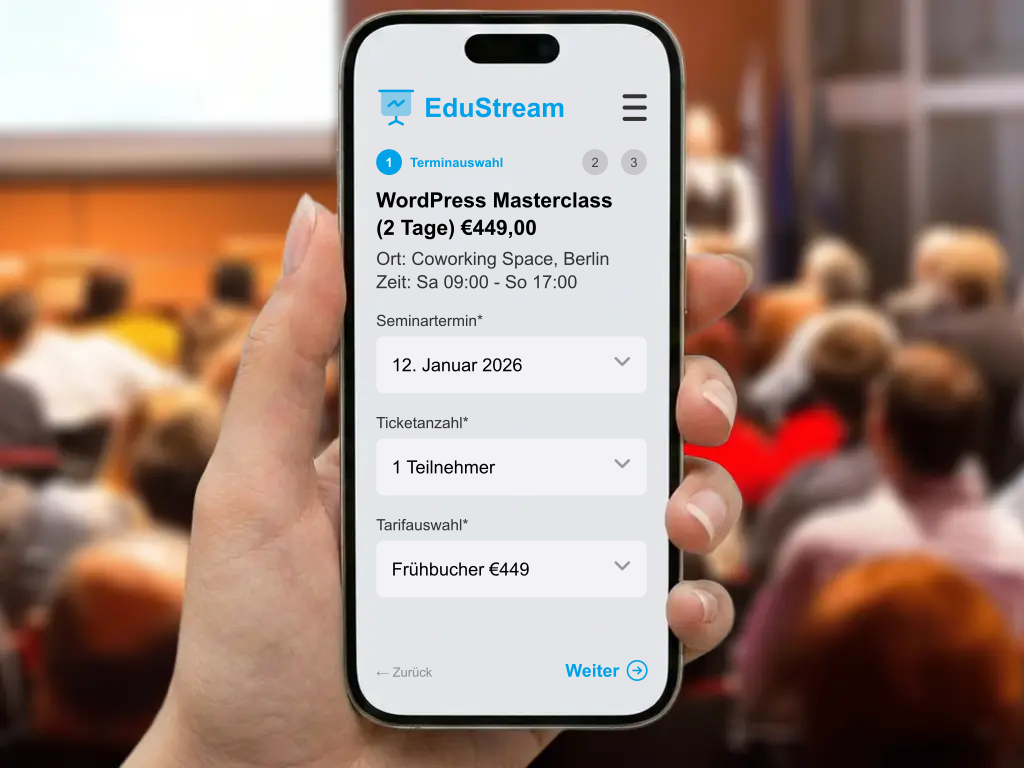 WordPress Seminarbuchungssystem Plugin Integration für nahtlose Kursbuchung auf Webseite