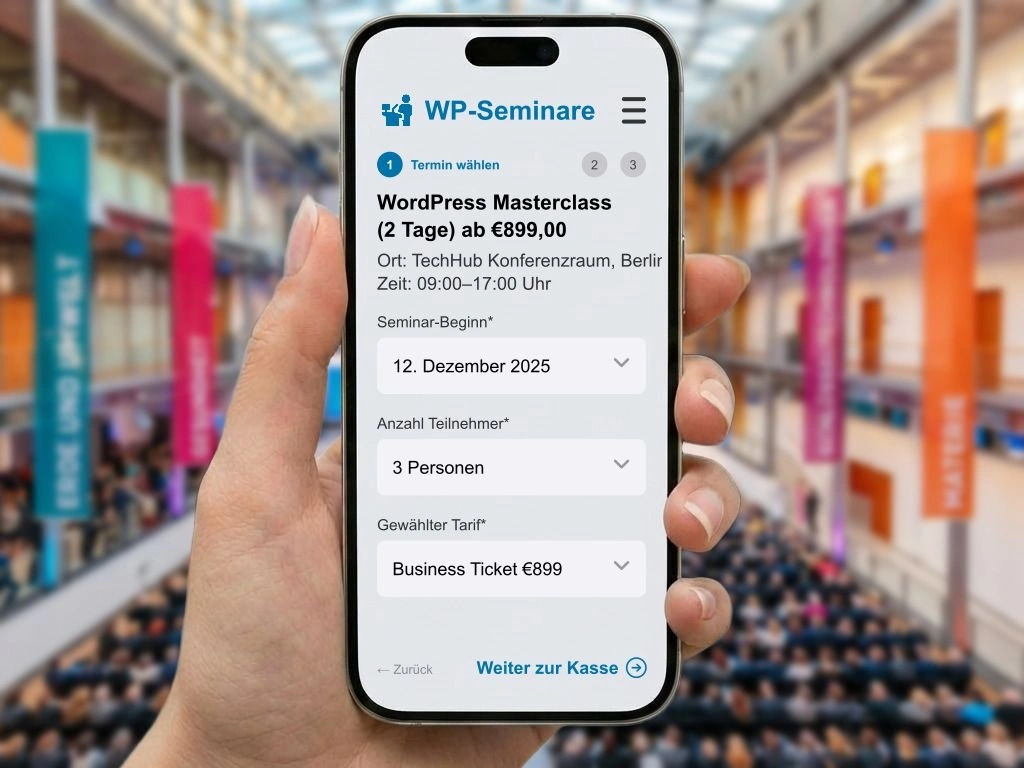 Individuell anpassbares Seminar Buchungsformular Widget für WordPress Webseiten ohne Programmierkenntnisse