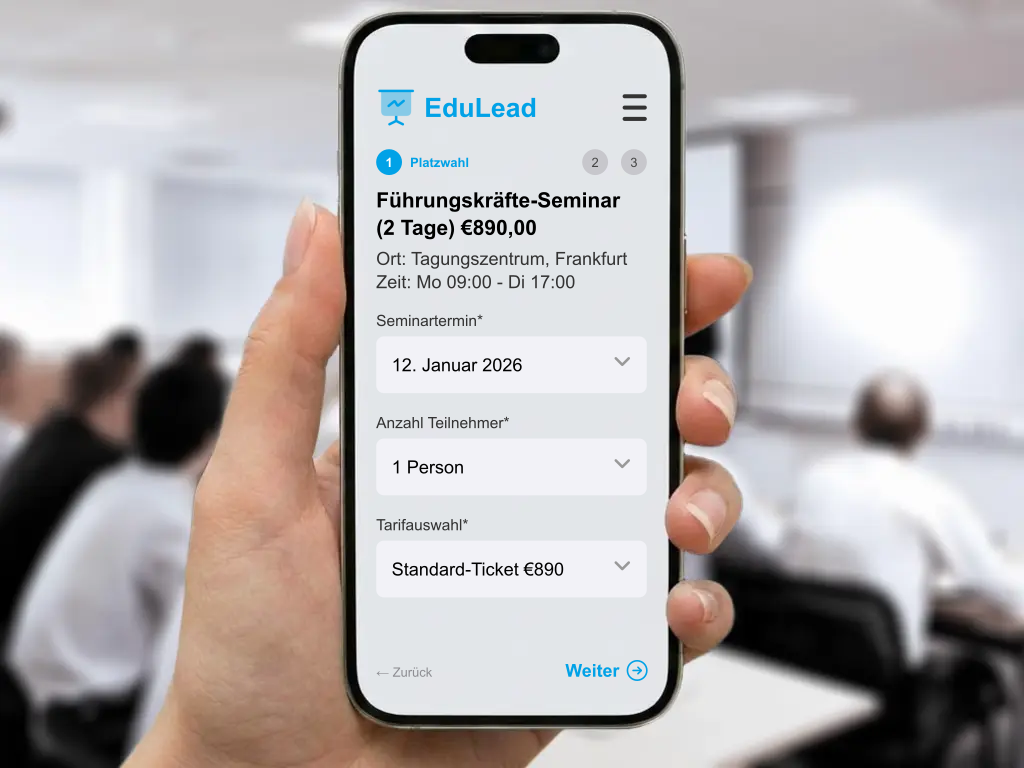 Digitale Seminarplanung und automatisierte Teilnehmerverwaltung für Workshops und Schulungen mit Online-Buchungskalender