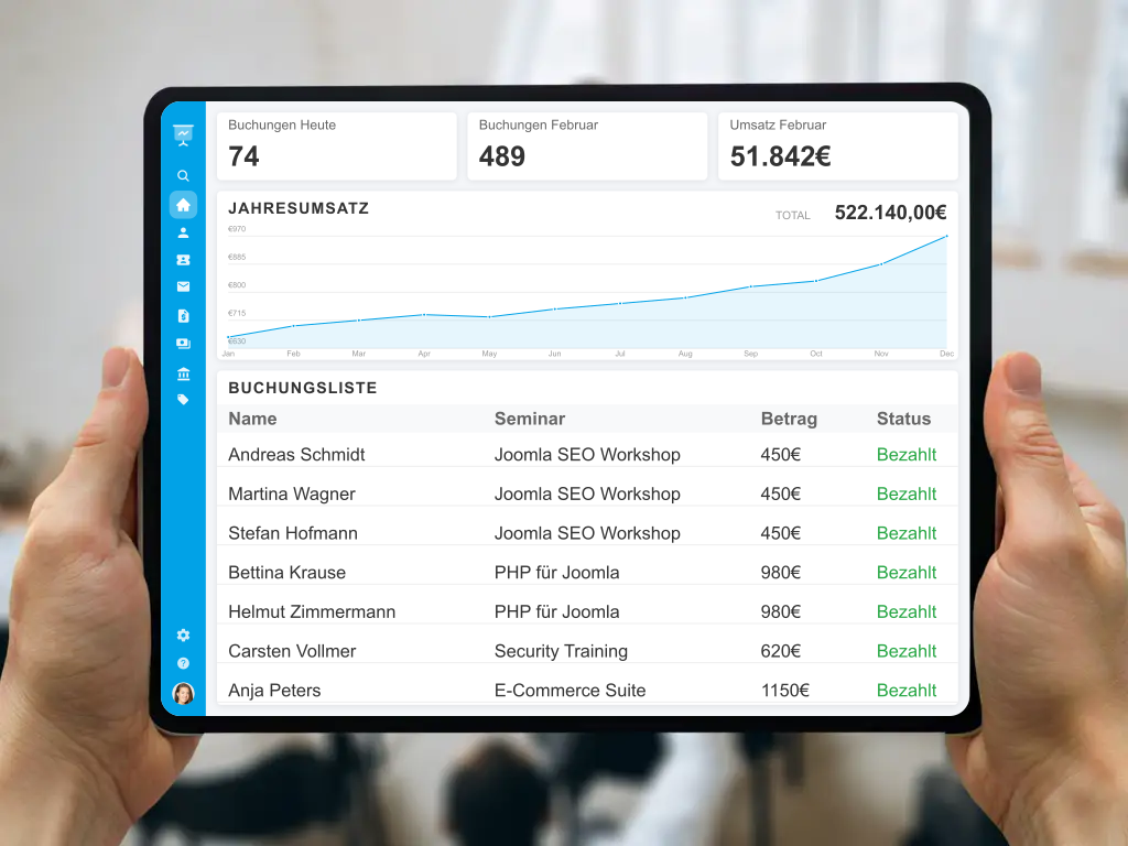 Automatisierte E-Rechnung und digitale Teilnehmerliste für B2B Seminare und Fortbildungen GoBD konform