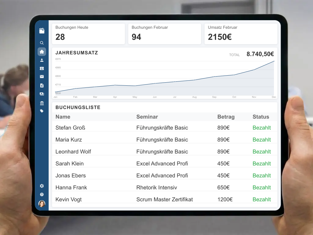 Online-Buchungssystem mit Warteliste und Bezahlfunktion für maximale Kursauslastung und Umsatzsteigerung bei Events
