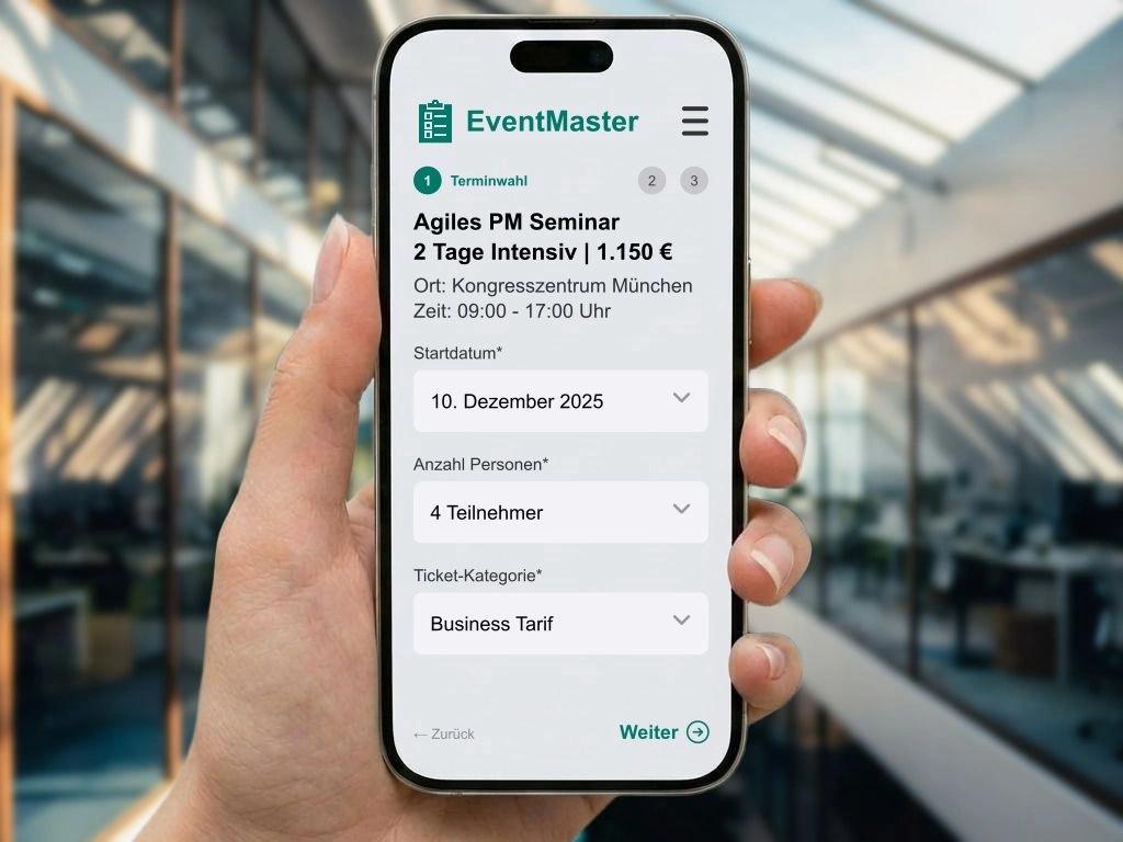 Online Buchungskalender auf einer Webseite integriert für einfache Workshop-Anmeldung und Terminvergabe